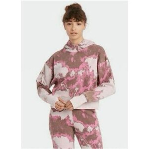 Joy Lab Marbled Acid Wash Hoodie Pink and Brown Size M - Picture 1 of 8